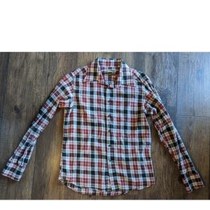 Zara Men’s Textured Long Sleeve Shirt Multicolor Plaid Print Stripes Size XL.